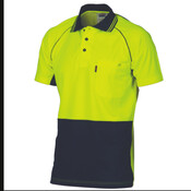 DNC Workwear Hi Vis Cotton Backed Cool-Breeze Contrast S/S Polo 3719